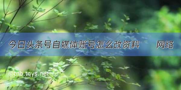 今日头条号自媒体账号怎么改资料 – 网络