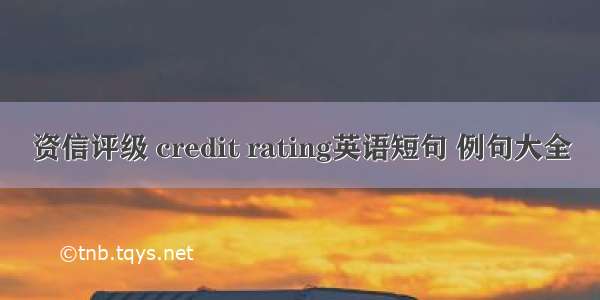 资信评级 credit rating英语短句 例句大全