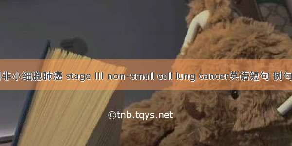 Ⅲ期非小细胞肺癌 stage Ⅲ non-small cell lung cancer英语短句 例句大全