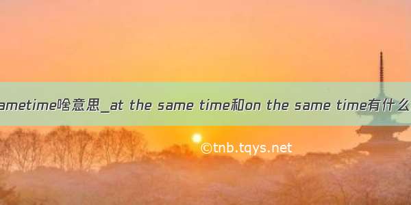 atthesametime啥意思_at the same time和on the same time有什么区别吗