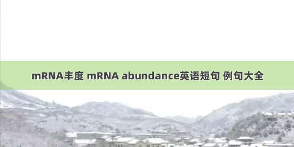 mRNA丰度 mRNA abundance英语短句 例句大全