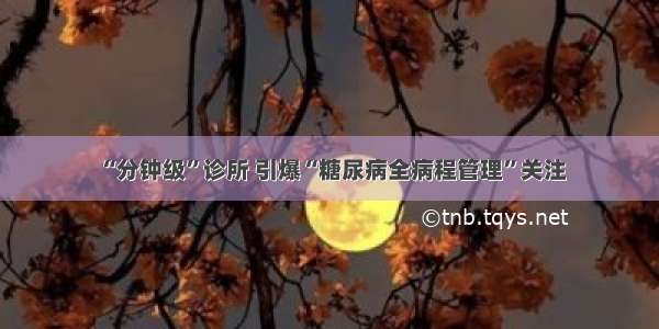 “分钟级”诊所 引爆“糖尿病全病程管理”关注