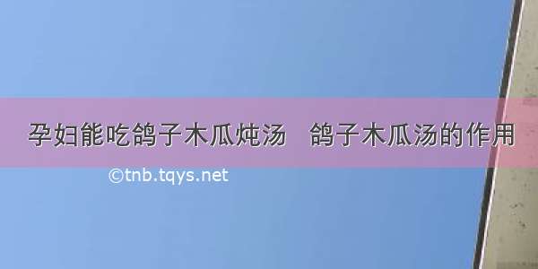 孕妇能吃鸽子木瓜炖汤   鸽子木瓜汤的作用