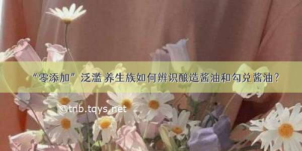 “零添加”泛滥 养生族如何辨识酿造酱油和勾兑酱油？