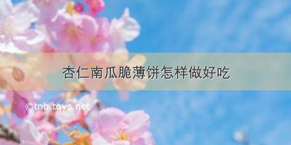 杏仁南瓜脆薄饼怎样做好吃