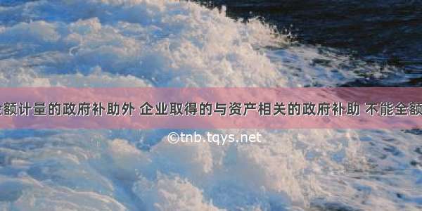 除按名义金额计量的政府补助外 企业取得的与资产相关的政府补助 不能全额确认为当期