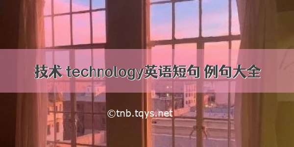 技术 technology英语短句 例句大全