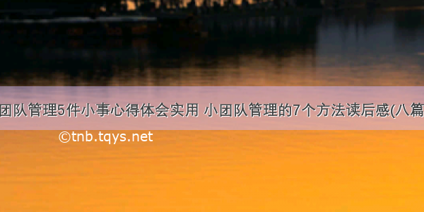 团队管理5件小事心得体会实用 小团队管理的7个方法读后感(八篇)