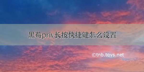 黑莓priv长按快捷键怎么设置