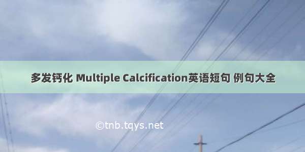 多发钙化 Multiple Calcification英语短句 例句大全