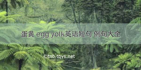 蛋黄 egg yolk英语短句 例句大全