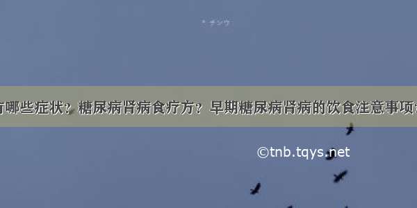 糖尿病肾病有哪些症状？糖尿病肾病食疗方？早期糖尿病肾病的饮食注意事项？糖尿病患者