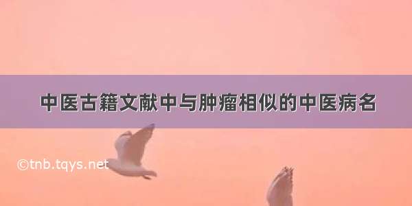 中医古籍文献中与肿瘤相似的中医病名