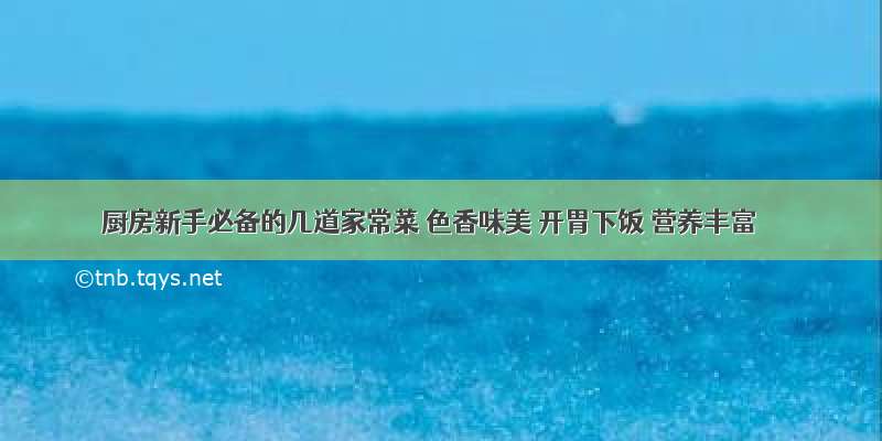 厨房新手必备的几道家常菜 色香味美 开胃下饭 营养丰富