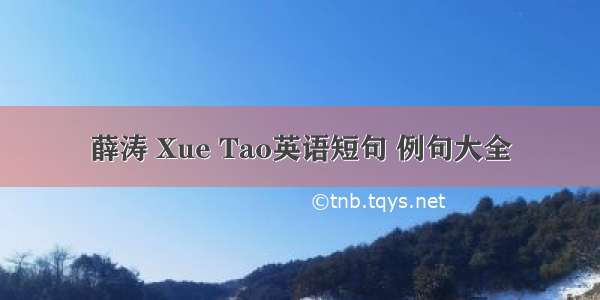 薛涛 Xue Tao英语短句 例句大全