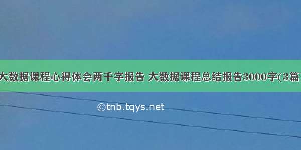 大数据课程心得体会两千字报告 大数据课程总结报告3000字(3篇)