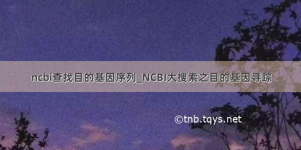 ncbi查找目的基因序列_NCBI大搜索之目的基因寻踪