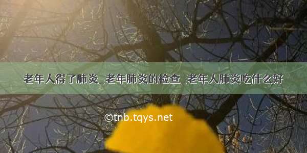 老年人得了肺炎_老年肺炎的检查_老年人肺炎吃什么好