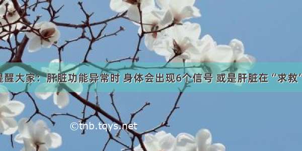 提醒大家：肝脏功能异常时 身体会出现6个信号 或是肝脏在“求救”！