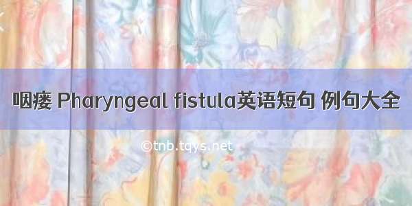 咽瘘 Pharyngeal fistula英语短句 例句大全