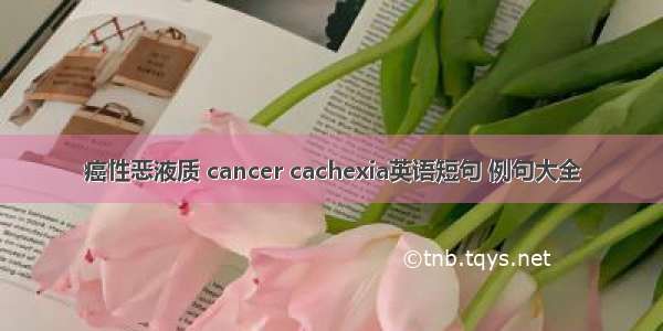 癌性恶液质 cancer cachexia英语短句 例句大全