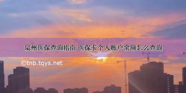 泉州医保查询指南 医保卡个人账户余额怎么查询