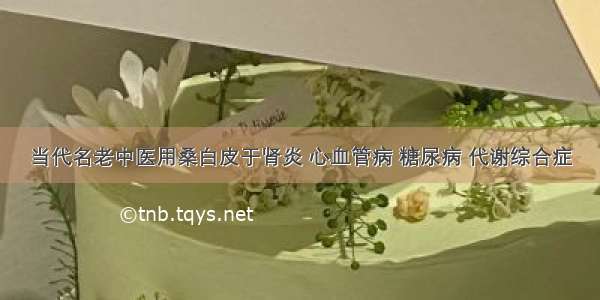 当代名老中医用桑白皮于肾炎 心血管病 糖尿病 代谢综合症