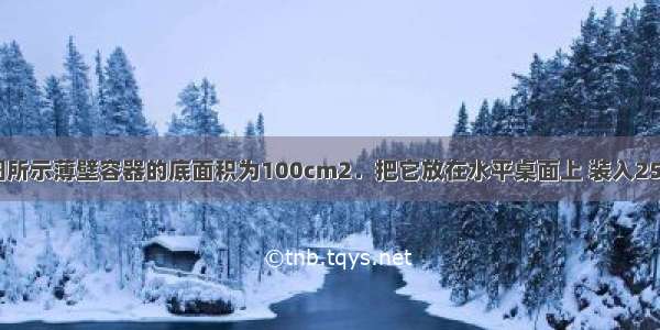 如图所示薄壁容器的底面积为100cm2．把它放在水平桌面上 装入25N的