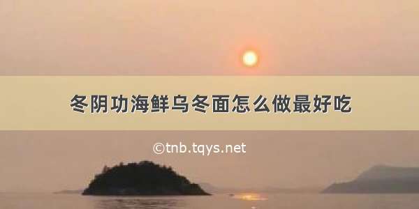 冬阴功海鲜乌冬面怎么做最好吃