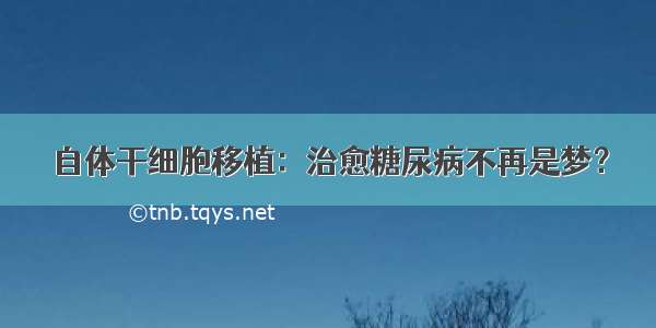 自体干细胞移植：治愈糖尿病不再是梦？