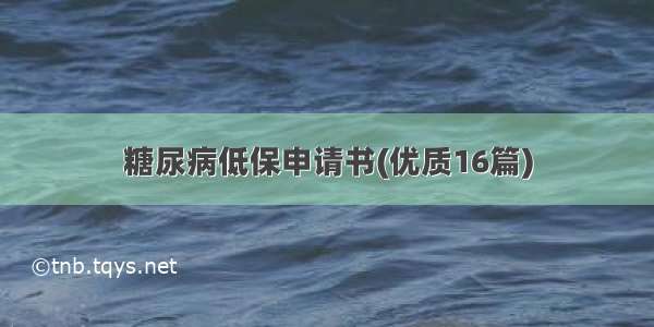 糖尿病低保申请书(优质16篇)