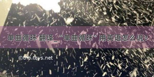 单曲循环 翻译_“单曲循环”用英语怎么说？