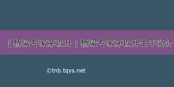 【桥梁专家茅以升】桥梁专家茅以升生平简介