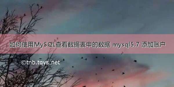 如何使用MySQL查看数据表中的数据 mysql5.7 添加账户