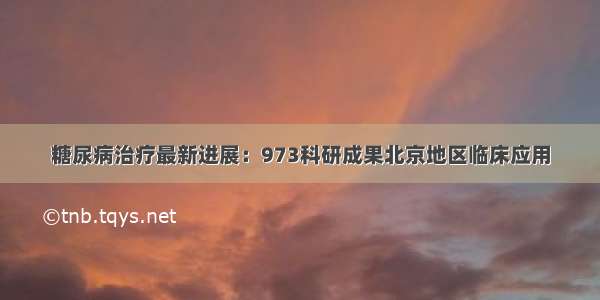 糖尿病治疗最新进展：973科研成果北京地区临床应用