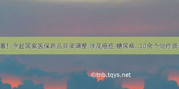 速看！今起国家医保药品目录调整 涉及癌症 糖尿病...10余个治疗领域！