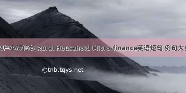 农户小额信贷 Rural Household Micro-finance英语短句 例句大全