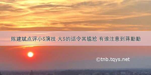 陈建斌点评小S演技 大S的话令其尴尬 有谁注意到蒋勤勤