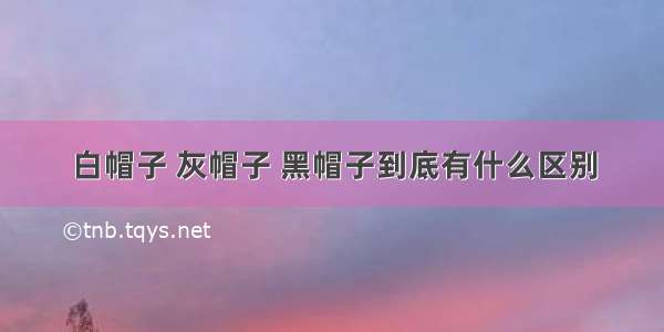 白帽子 灰帽子 黑帽子到底有什么区别