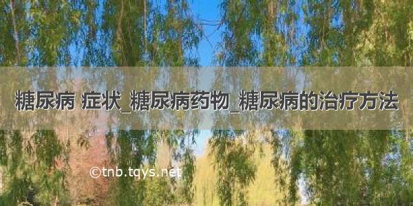 糖尿病 症状_糖尿病药物_糖尿病的治疗方法