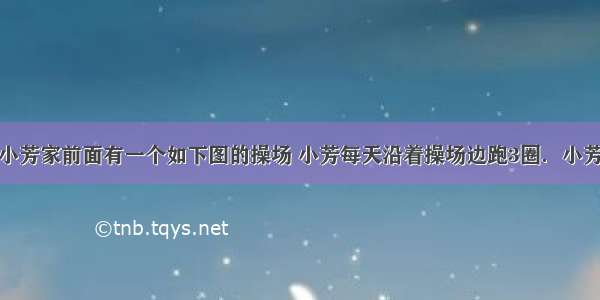 锻炼身体．小芳家前面有一个如下图的操场 小芳每天沿着操场边跑3圈．小芳每天跑了多