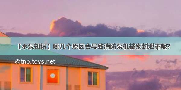 【水泵知识】哪几个原因会导致消防泵机械密封泄露呢？