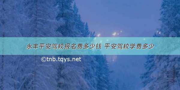 永丰平安驾校报名费多少钱 平安驾校学费多少