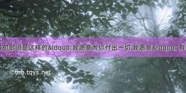 有一首歌高潮里有句歌词是这样的“我愿意为你付出一切 我愿意” 有谁知道歌叫什么名