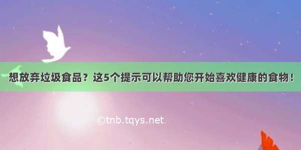 想放弃垃圾食品？这5个提示可以帮助您开始喜欢健康的食物！