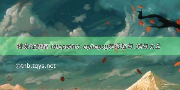 特发性癫痫 idiopathic epilepsy英语短句 例句大全