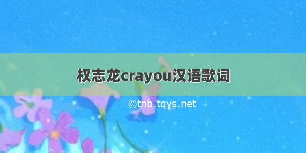 权志龙crayou汉语歌词