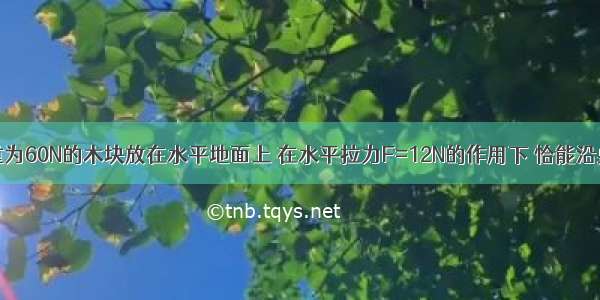 如图所示 重为60N的木块放在水平地面上 在水平拉力F=12N的作用下 恰能沿桌面做匀速