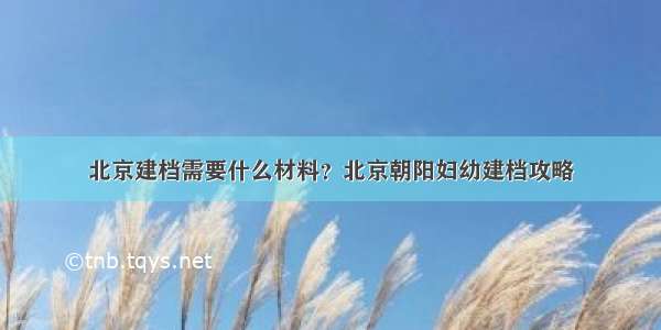 北京建档需要什么材料？北京朝阳妇幼建档攻略