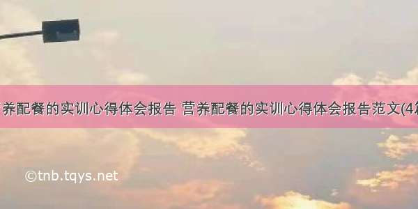 营养配餐的实训心得体会报告 营养配餐的实训心得体会报告范文(4篇)